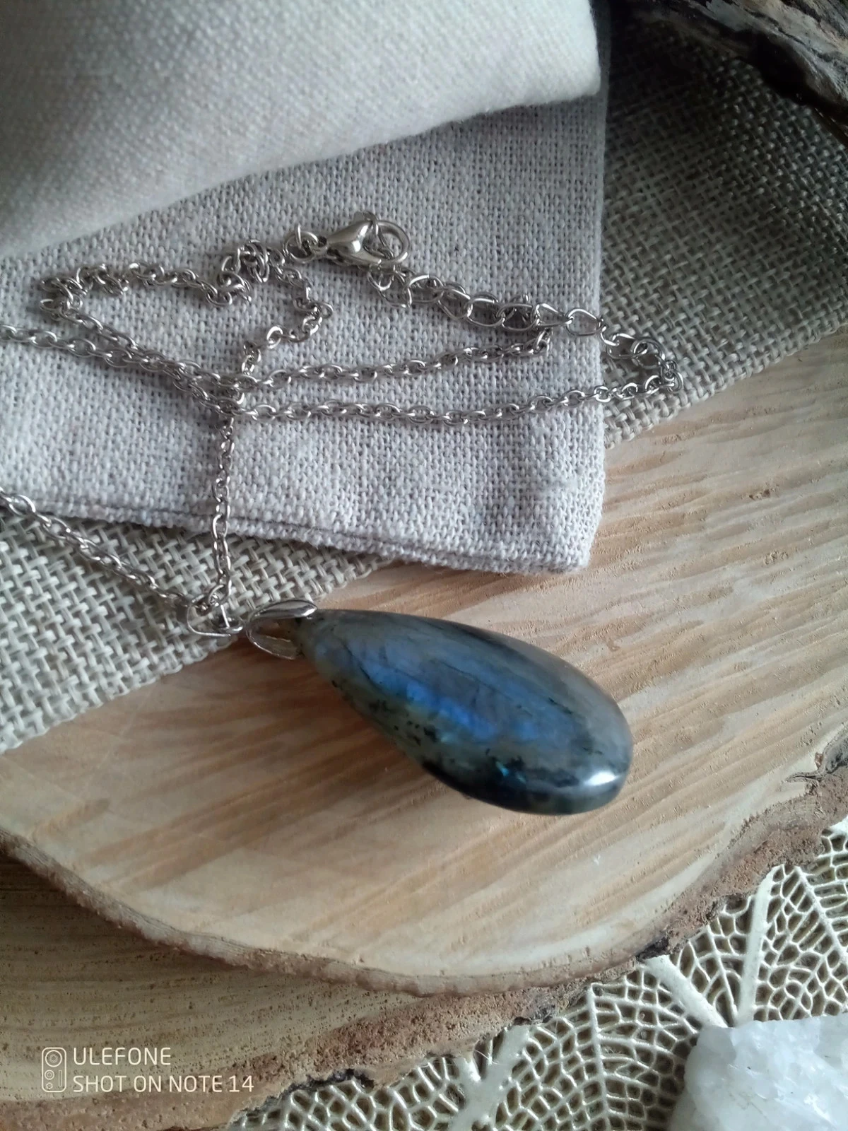 Collier pendentif en pierre naturelle de labradorite et pierre de lune – photo 3